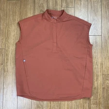 Figs Scrub Top Womens 2XS Orange Rafaela Oversized Pockets Mandarin Collar