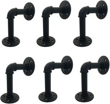 6Pc ,3.9"X5.9" Industrial Pipe Shelf Brackets for 6 8 10 12 Inches Board, Ir