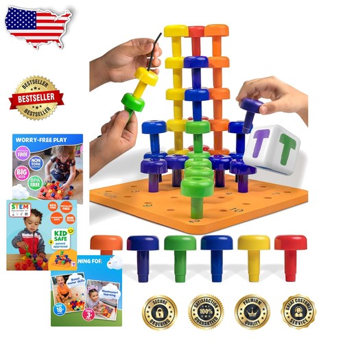 Fun and Educational 33-Piece Montessori Pegboard Set - Develop Skills at Home