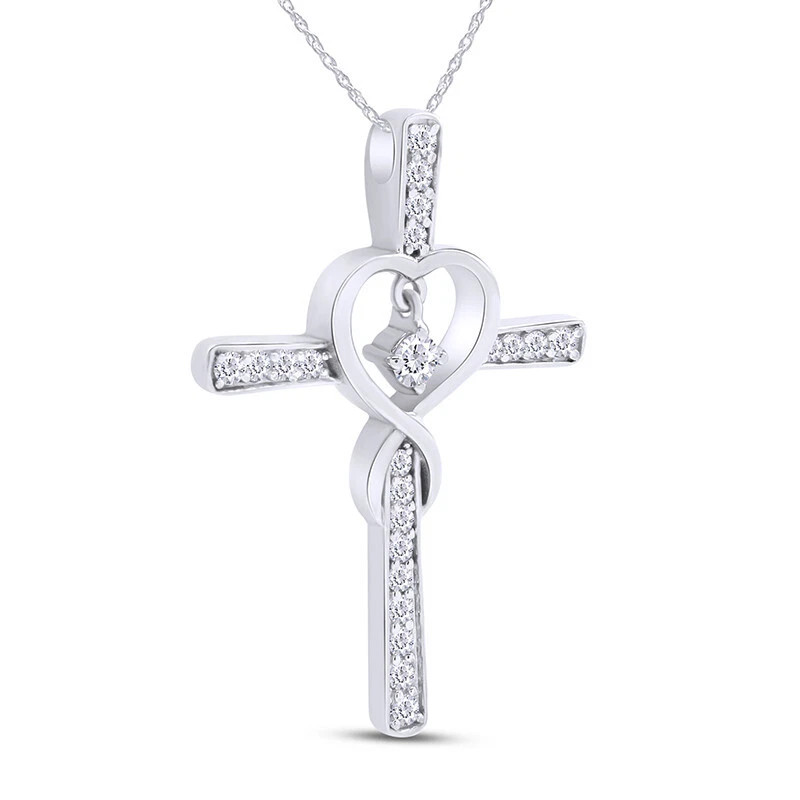 4/5 Ct Cross Pendant Necklace Birthstone & Simulated Diamond 925 Sterling - Image 2 of 4