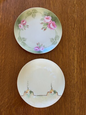 Vintage Lot of Small Tillowitz Hand Painted Pink & Bavaria Yellow Roses Ceramic 