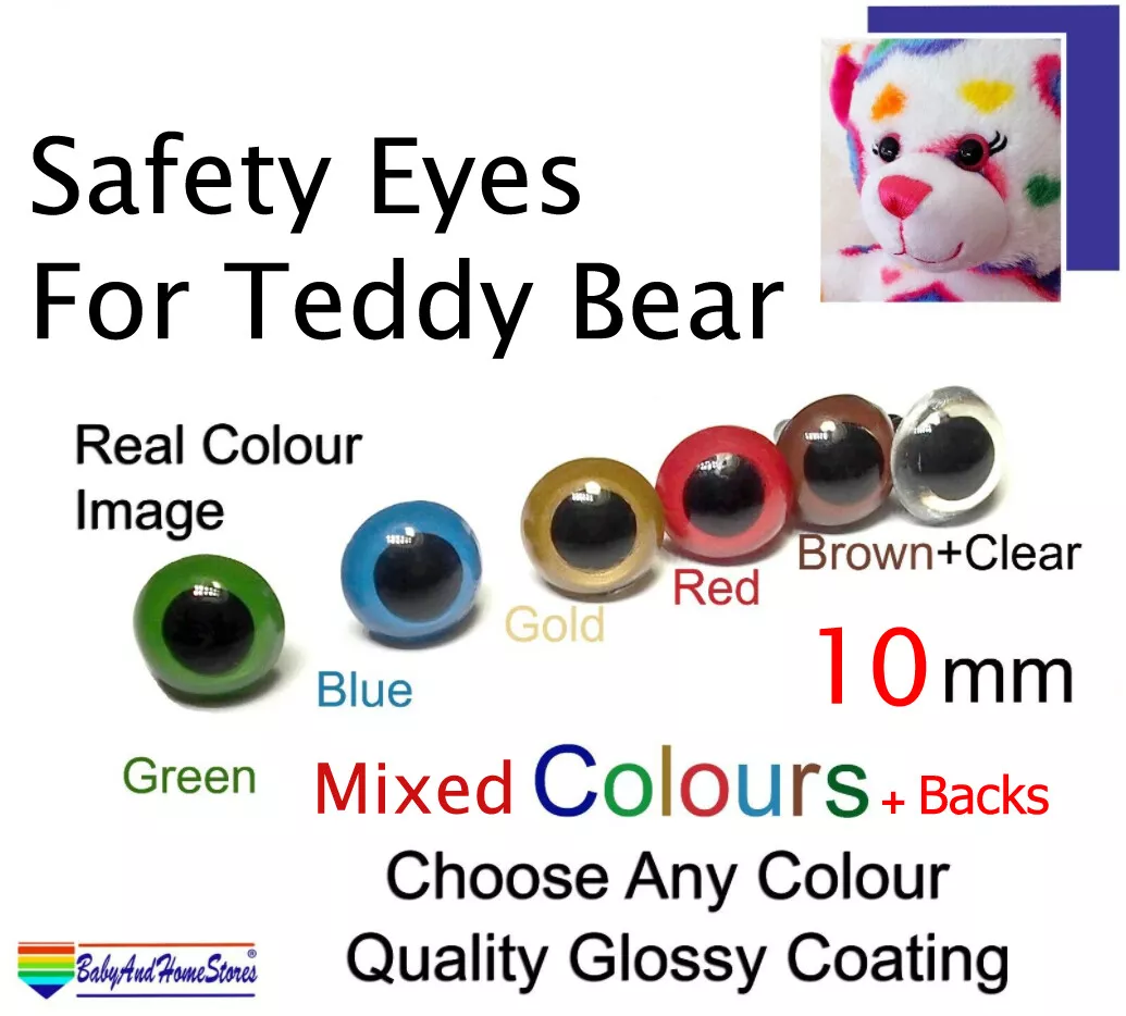 **Safety Eyes For Teddy Bear ** Quality Polished Eye ** Mixed Colours 10 MM