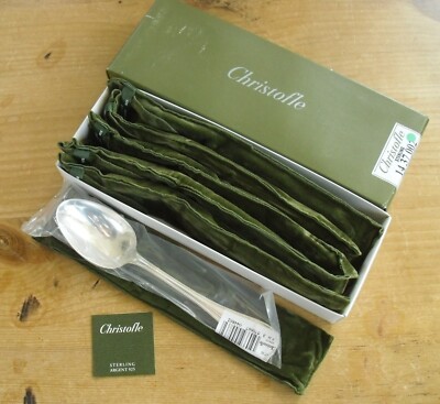 Ungeöffnetes 6er Set Christofle Albi Sterlingsilber Taschlöffel - 8 Zoll (20,5 cm)