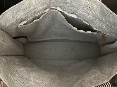 HERMES Paris Fourre Tout MM Grey Cotton Canvas Tote Hand Bag Purse