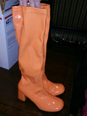 orange patent boots