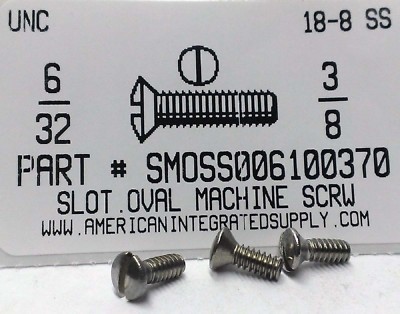 6-32x3/8 Oval Head Slotted Machine Screws Stainless Steel (35)