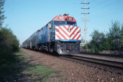 Eisenbahn Dia - Chicago Metra #180 Lok 1992 Westmont IL Personenzug