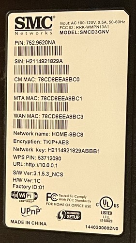 ๐ฑ๐๐พ UNTESTED Comcastโs SMCD3GNV Wireless Telephony Gateway โ
FAST SHIP โ๏ธ๐บ๐ธ - Picture 8 of 9