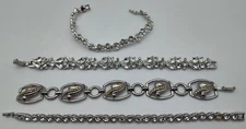 4 Vintage Silver Clear Rhinestone Swarovski Carolee Kerco Givenchy Bracelet Lot