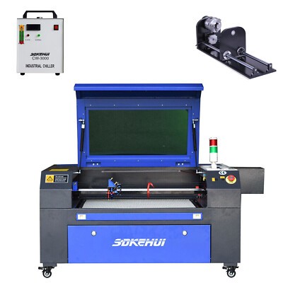 Autofokus 80W 700x500mm CO2 Laser Graviermaschine Cutting Tool +CW3000+Drehachse
