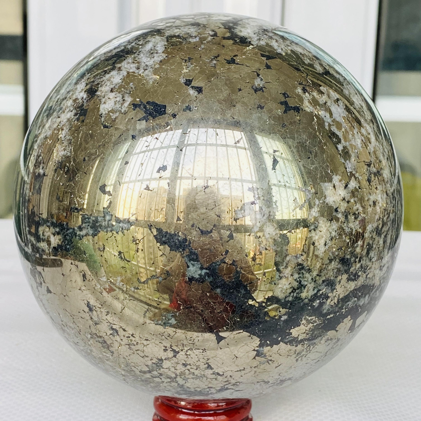 Natural Chalcopyrite Quartz Crystal Ball Energy Reiki Healing 4100G