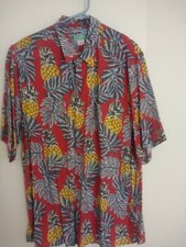 REYN SPOONER ALOHA SHIRT TRADITIONAL RED PINEAPPLE PRINT