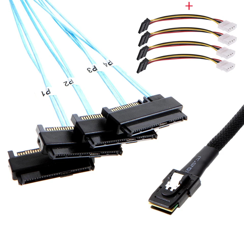Xiwai Internal 36Pin Mini SAS SFF-8087 Host to 4 SFF-8482 SAS Hard Disk Cable - Image 2 of 4