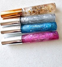 Lip Gloss Set of 4,Organic,Hydrating Glitter Sparkle Gloss, Birthday Cake Flavor