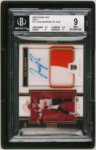 2020 Panini One Joe Burrow Gold Premium Rookie Patch Auto RPA #5/5 BGS 9 Mint