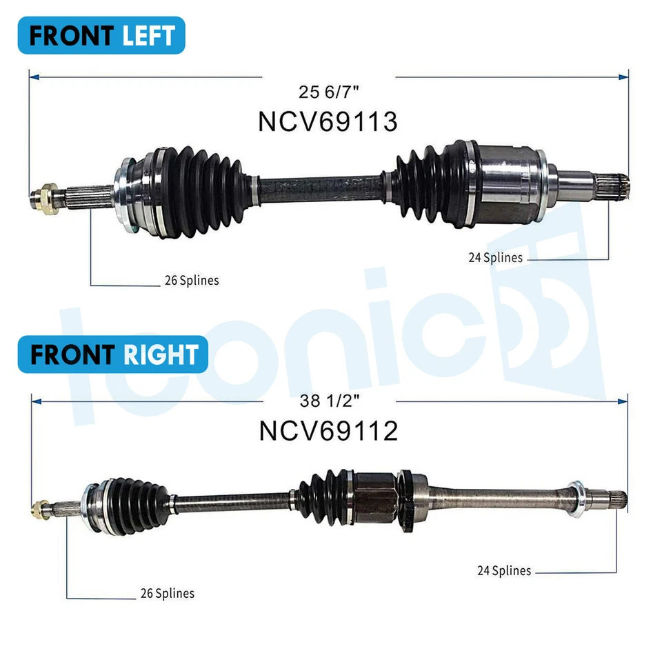 2X Front CV Axle Assembly for 2006 2007 2008 2009-2012 Toyota RAV4 2.4L 2.5L FWD - Изображение 2 из 4