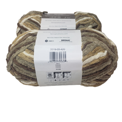 Lot of 2 Yarnspirations Bernat Blanket Yarn, SONOMA Shades of TAN/CREAM