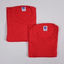 Vintage Russell Athletic Adult L Scarlet Red Basic T-Shirt - Lot of 2