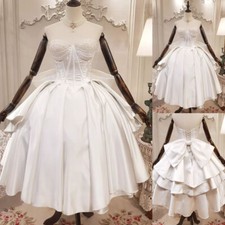 Princess Short Wedding Dresses with Bow Satin Beaded Strapless Bridal Gowns