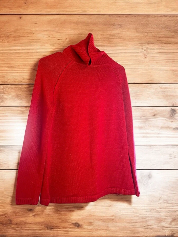 Suéter para mujer Jeanne Pierre rojo cuello alto - talla S Foto 3 de 4