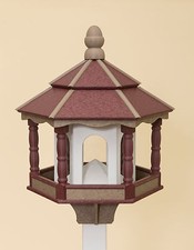 HUGE BIRD FEEDER  Amish Handmade Hexagon Recycled Poly in Cherry Tan  White