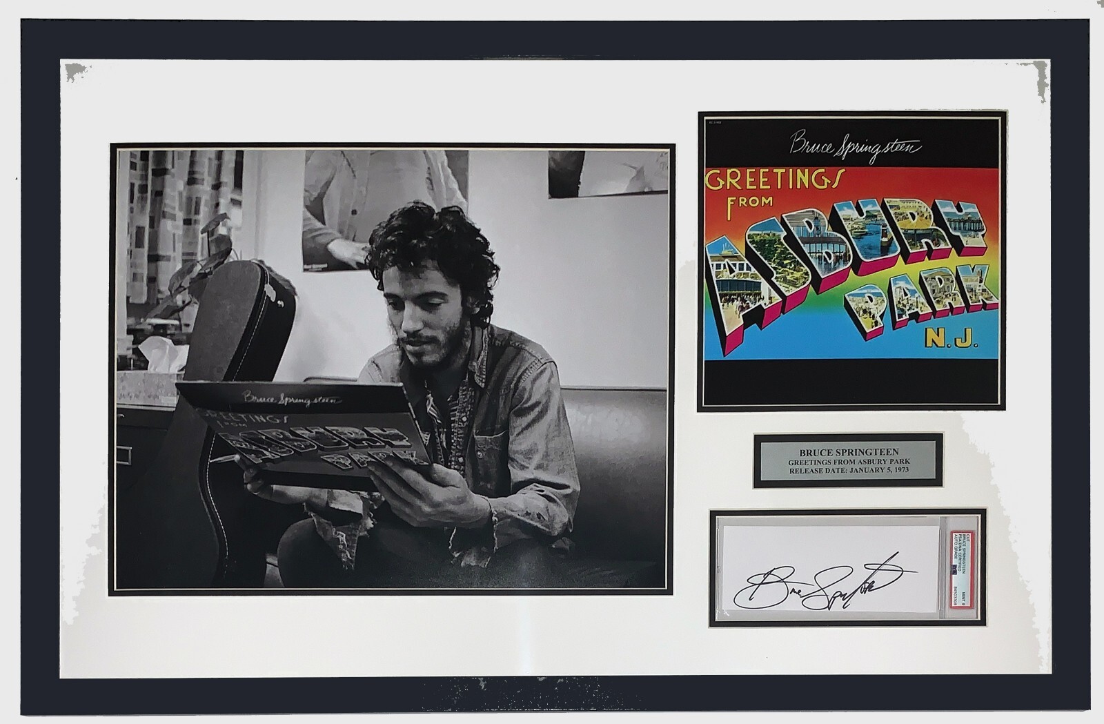 Bruce Springsteen Autographed Asbury Park Album & 16x20 Photo PSA DNA COA Framed