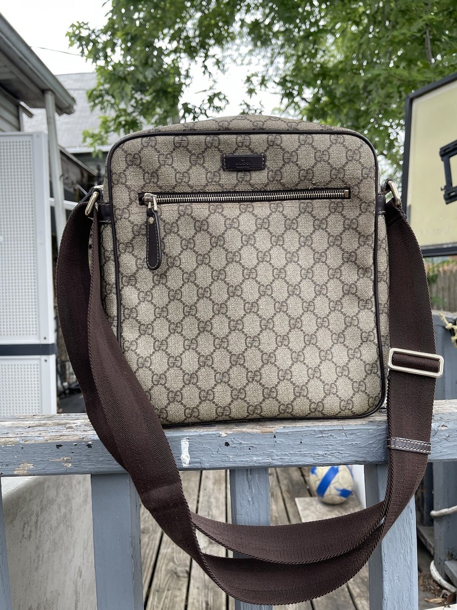 GUCCI Shoulder Bag GG Supreme Leather / PVC 201448 Beige / Brown