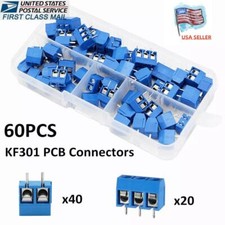 60x KF301-2P/3P PCB Mount Screw Terminal Block Connector Brass 2/3Pin 5mm Pitch