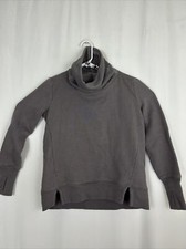 Athleta Funnel Neck Sweatshirt Pullover Taupe Thumbhole Women s XS 870421 Gray