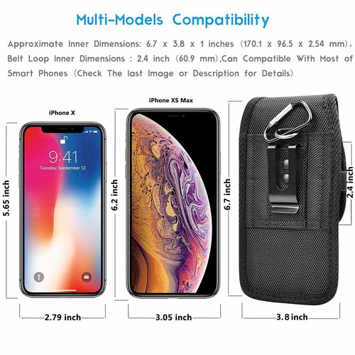 Vertical Cell Phone Holster Belt Clip Pouch Rugged Nylon Wallet Case Card Holder - Picture 2 of 16