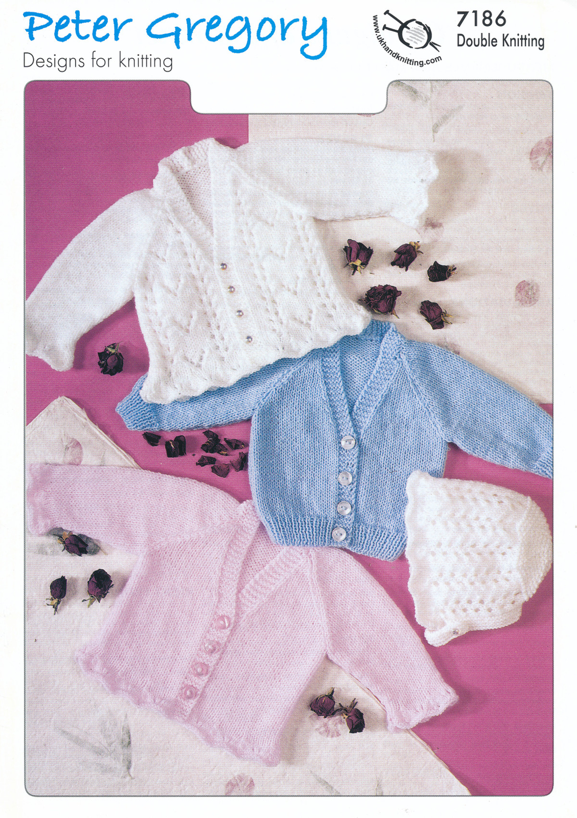 Baby DK Double Knitting Pattern Girls Bonnet Lace Cardigans Peter Gregory 7186