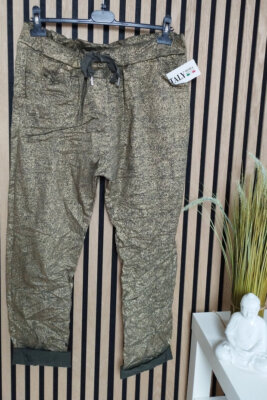 Italy Moda Made in Italy Glitzer Stoff Hose Baggy Hose Big Size bis XXXXL