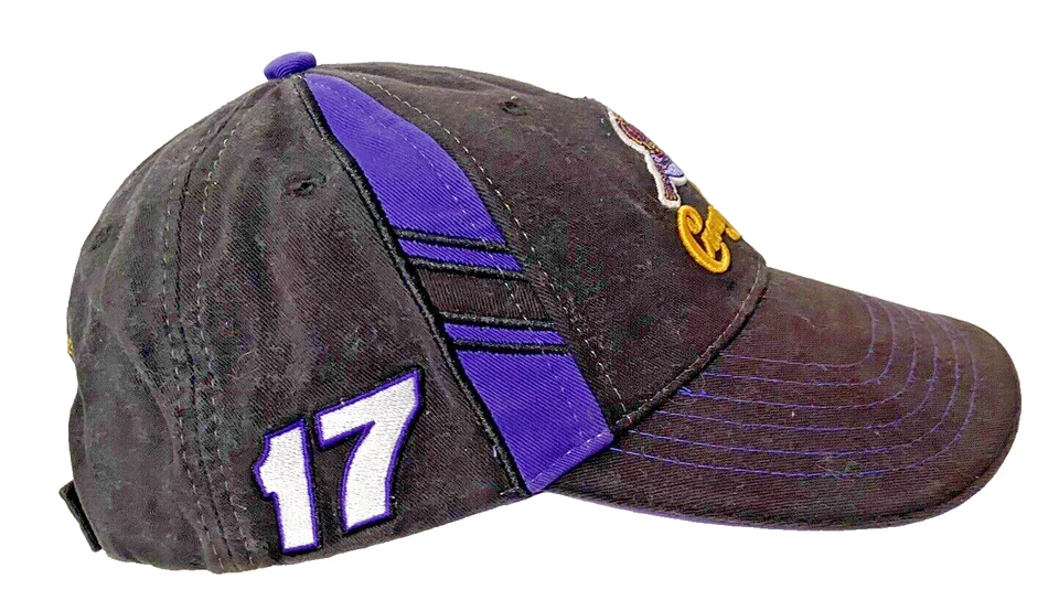 Gorra Chase Authentics Crown Royal Matt Kenseth #17 negra y púrpura con tirantes Foto 4 de 4
