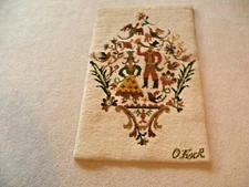 1980'S OLGA FISCH WALL HANGER RUG COLIBRI PATTERN ECUADOR SIGNED