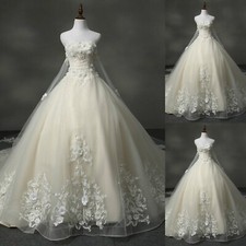 Elegant Wedding Dresses Sweetheart Champagne Vintage 3D Flowers Bridal Gowns