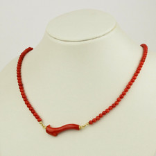 COLLANA IN ORO GIALLO 18KT CON RAMO DI CORALLO ROSSO SARDEGNA OGLN 0261