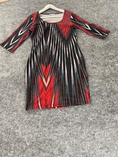 Red Apple Sheath Dress Womens Medium Tie Dye Striped Beaded Black Red N247