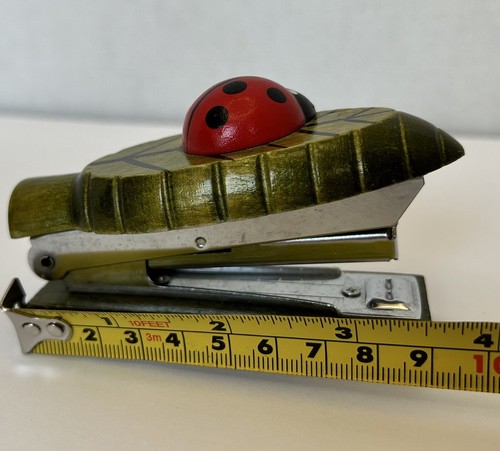Vintage Max Neuheit handbemalt Holz Marienkäfer Blatt Hefter - Bild 2 von 5