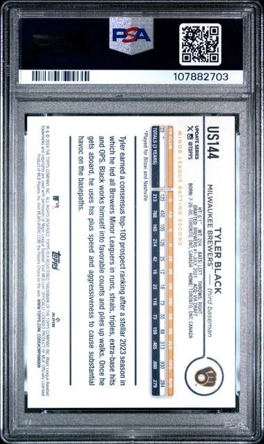 2024 Topps Update Yellow #US144 Tyler Black Milwaukee Brewers RC PSA 10 POP 1 - Image 2 of 2