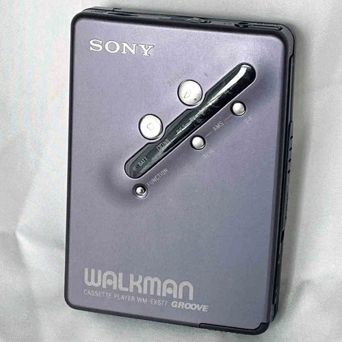 SONY WM-EX677 1999 Navy Walkman Vintage Cassette Player Made in Japan Tested