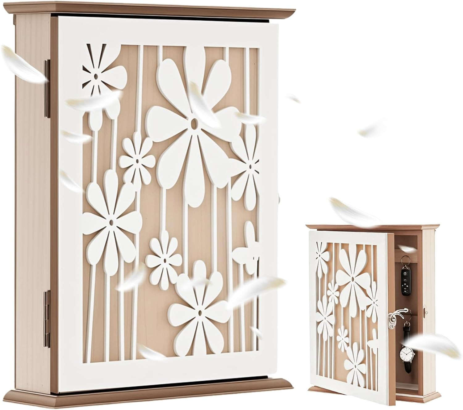 Elegante Cassetta Portachiavi da Parete | Armadietto in Legno Design Casa