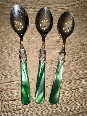 EME Napoleón Vintage 3 Piece Soup Spoon Italy Green Stainless