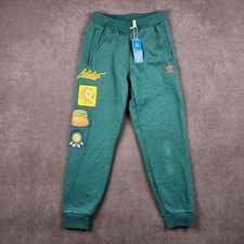 Adidas Originals Collegiate Badge Sweatpants Mens Small Green Pull On Joggers