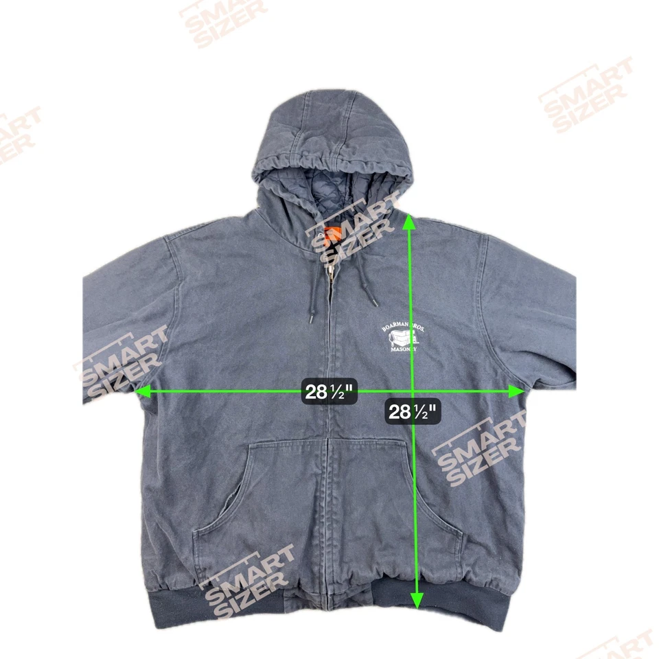 Vintage Canvas Jacket Men's 3XL Hooded Duck MDT Blue Workwear Quilt Lined Faded - Image 3 of 4