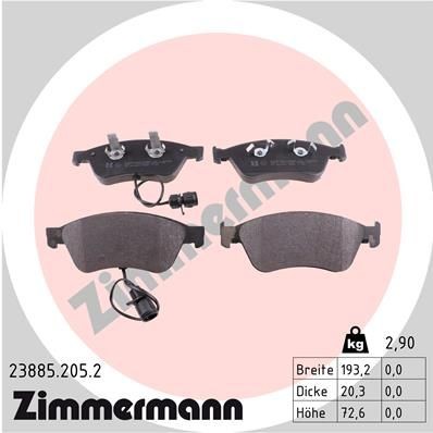 Zimmermann Bremsbelagsatz, Scheibenbremse 23885.205.2 FüR Audi-image