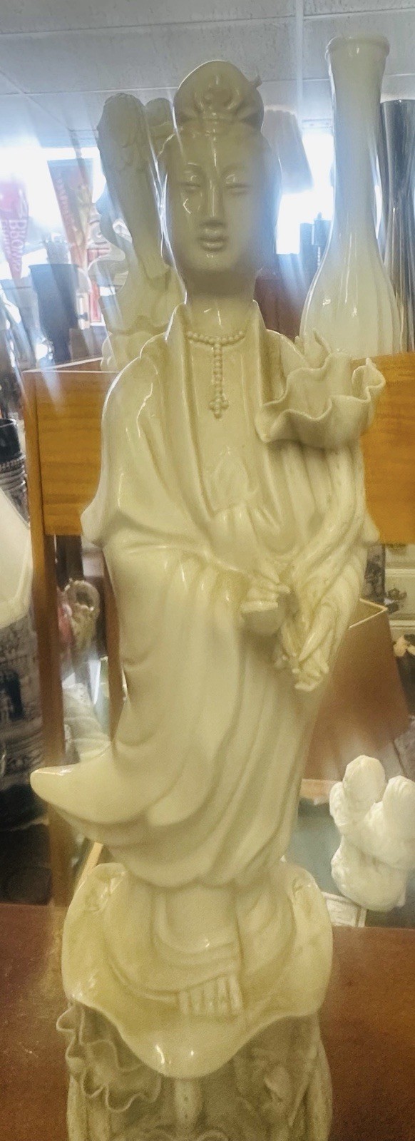Blanc de Chine Standing Guanyin Figure Approx 13.5”
