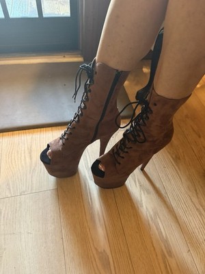Brown Pleaser Lace Up Platform Booties 8 Inch Suede Ankle Boot FLAMINGO-1021FS