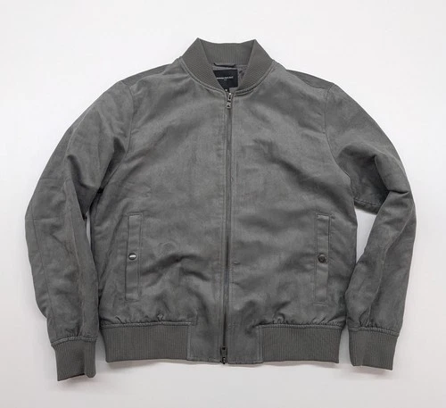 ​Banana Republic Mens Vegan Faux Suede Bomber Jacket Charcoal Gray Medium image 5