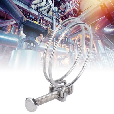 5x Double Wire Hose Clamp Adjustable Wire Tube Clip For Industrial Domestic NEW