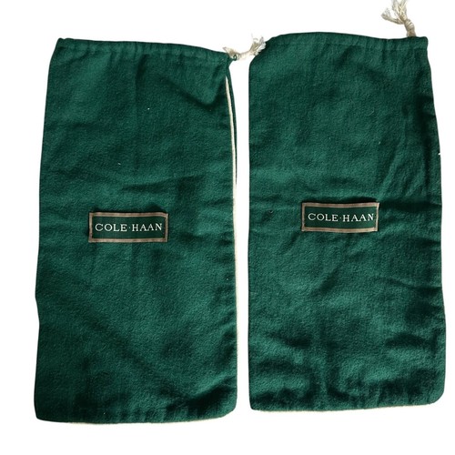 Cole Haan Forest Green Shoe Dust Bags Set of 2 Drawstring Travel Storage Pouches
